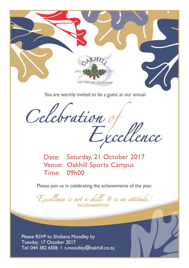 Invite College Celebration of Excellence