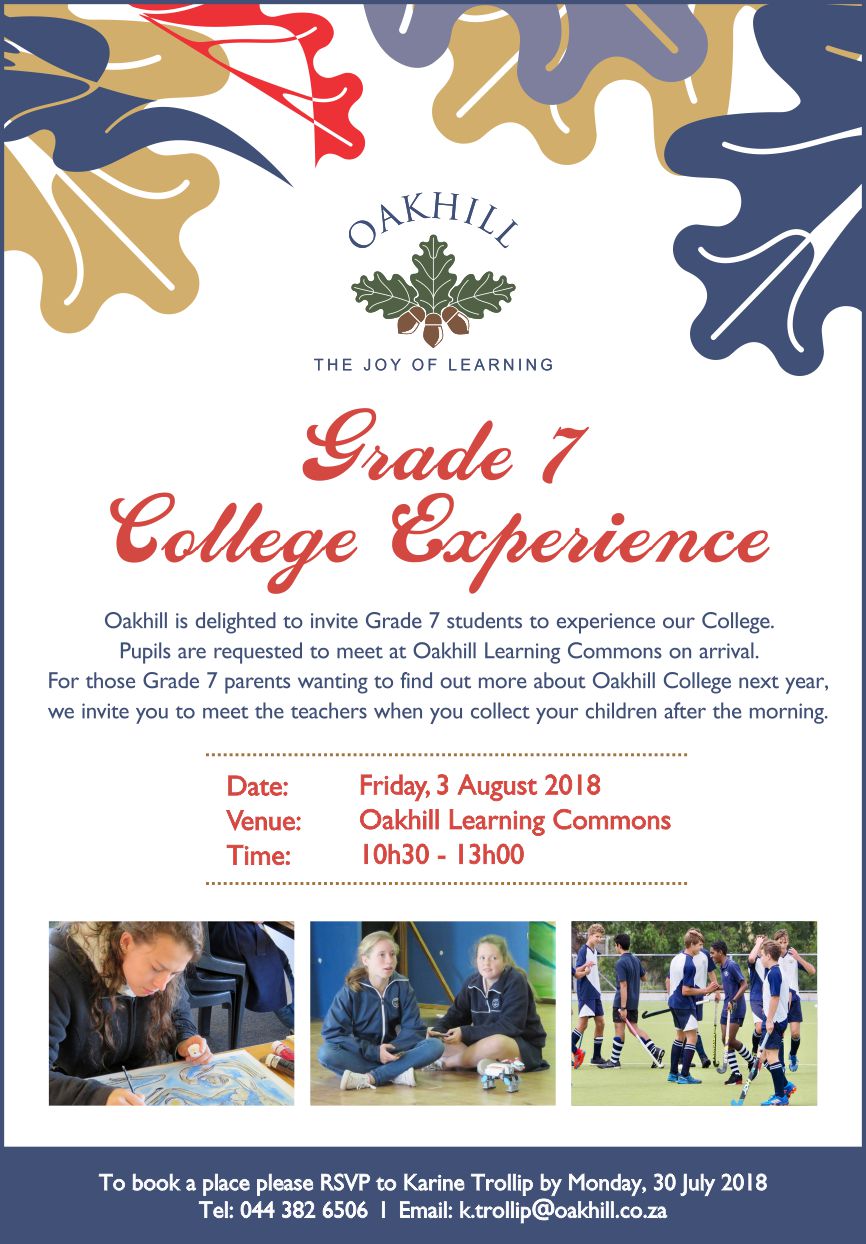 Grade 7 College Experience 2018 Invite
