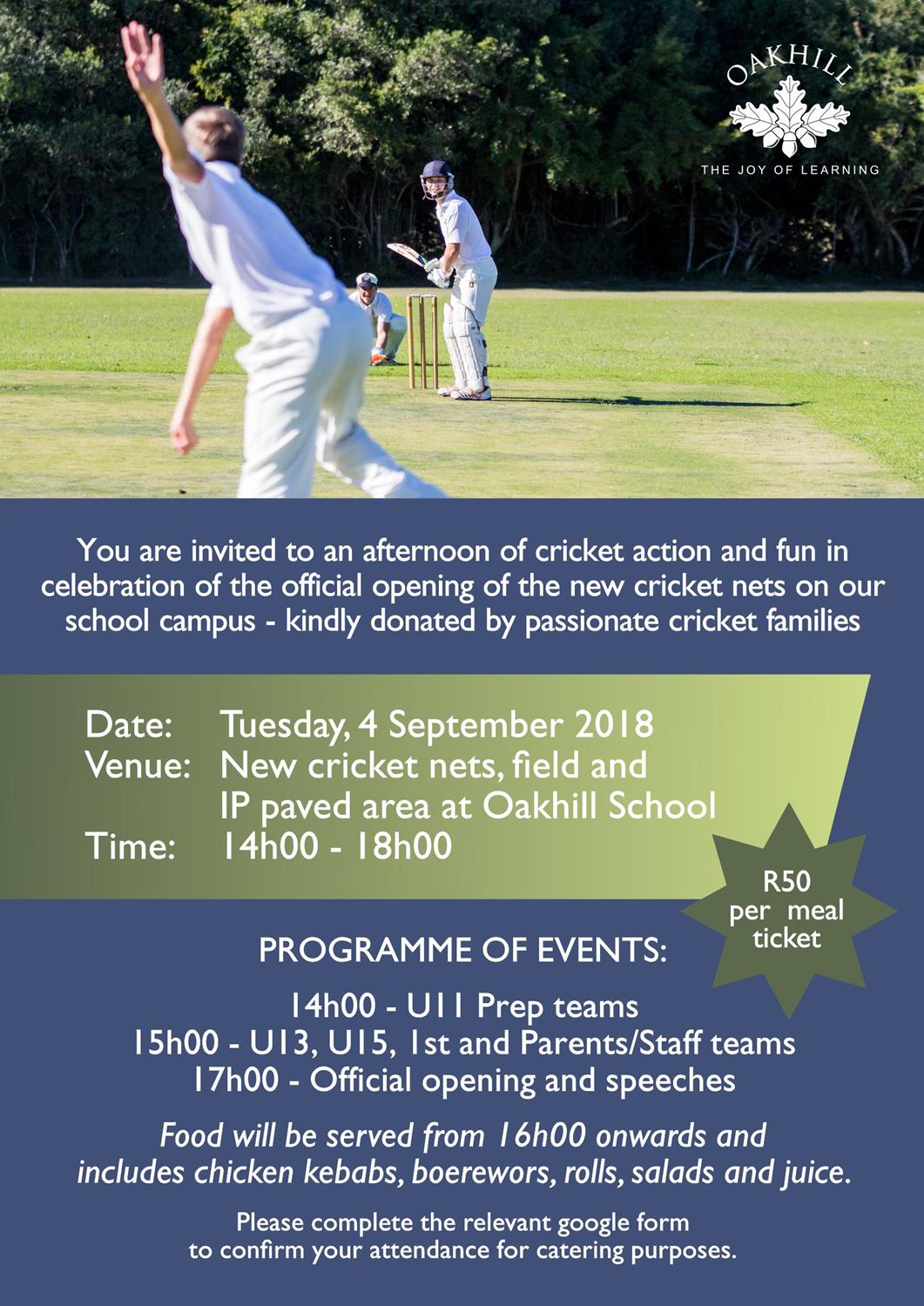 Invite - Opening of Cricket Nets on School Campus (Low Res)